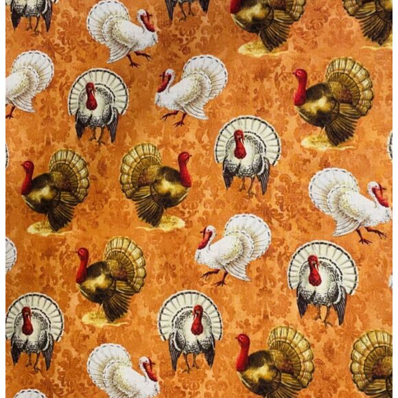 Thanksgiving Fabric Quilting Cotton Turkeys Fabric Cotton BTY - Picture 1 of 2